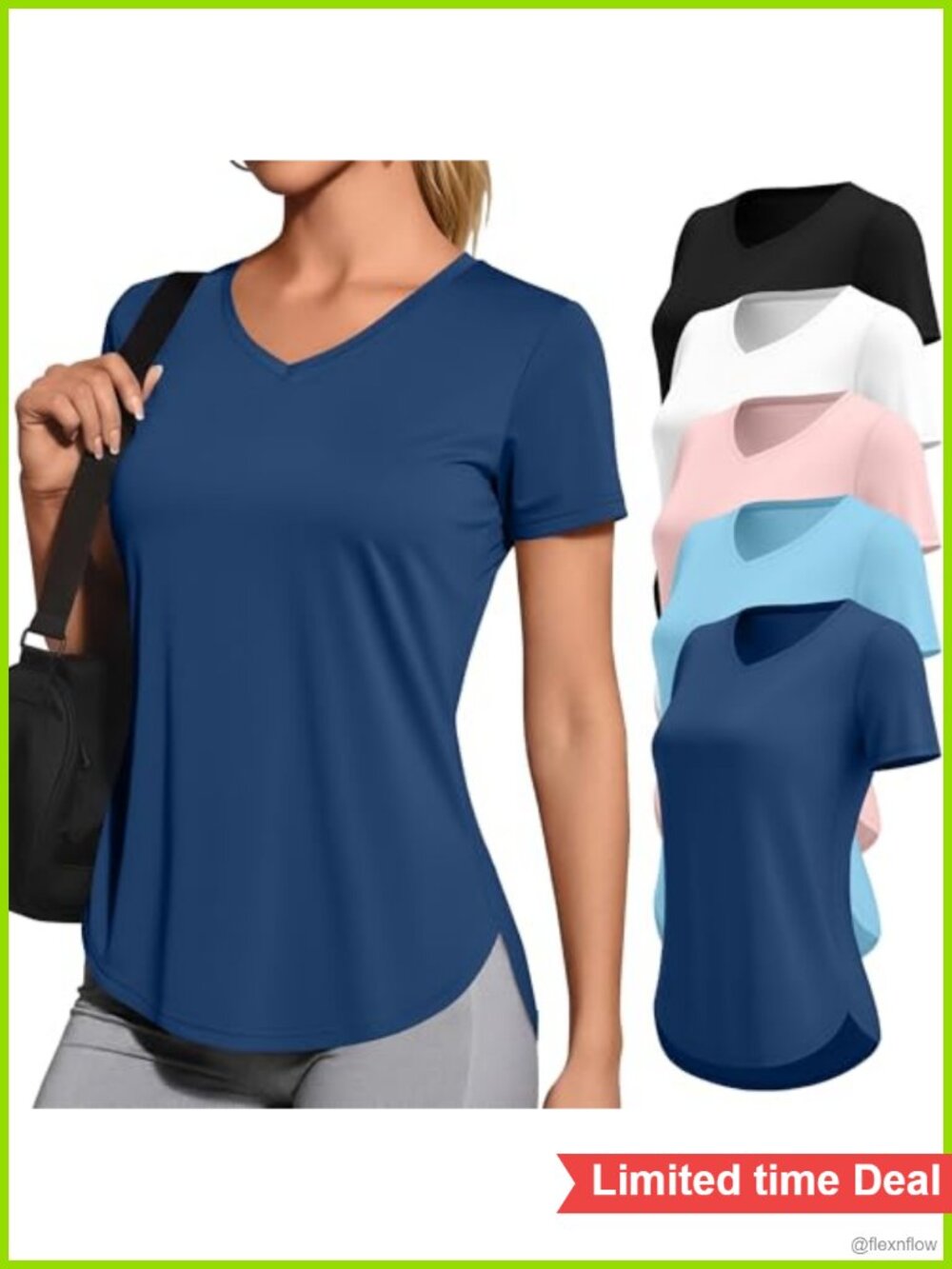 5 Pack Women Quick Dry V-Neck Athletic Short Sleeve T-Shirts